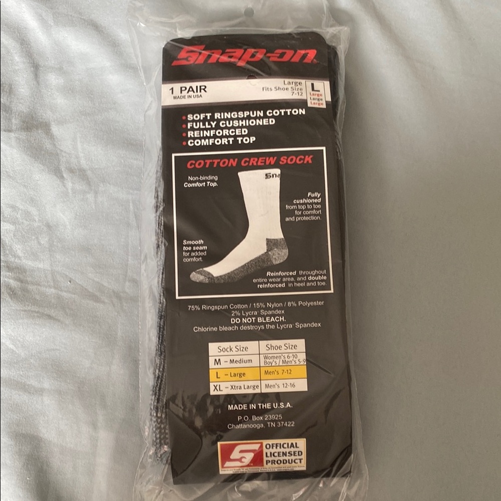 Snap On sock pair, Snap Black Casual Crew Socks Merino Wool Blend - Picture 2 of 5